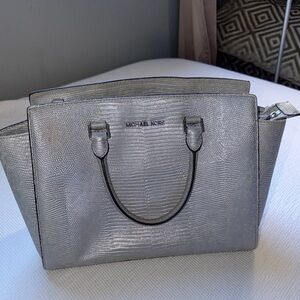 Michael Kors Selma Metallic Silver Satchel